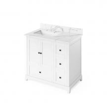 Jeffrey Alexander VKITADD36WHCQR - 36'' White Addington Vanity, left offset, Calacatta Vienna Quartz Vanity Top, undermount