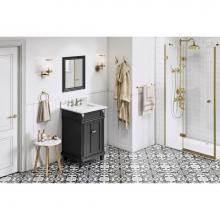 Jeffrey Alexander VKITDOU24BKWCR - 24'' Black Douglas Vanity, White Carrara Marble Vanity Top, undermount rectangle bowl