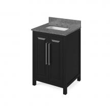 Jeffrey Alexander VKITCAD24BKBOR - 24'' Black Cade Vanity, Boulder Cultured Marble Vanity Top, undermount rectangle bowl