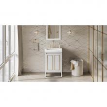 Jeffrey Alexander VKITPER24WHLAR - 24'' White Percival Vanity, Lavante Cultured Marble Vessel Vanity Top, Integrated Rectan