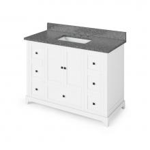 Jeffrey Alexander VKITADD48WHBOR - 48'' White Addington Vanity, Boulder Cultured Marble Vanity Top, undermount rectangle bo