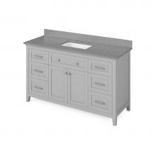 Jeffrey Alexander VKITCHA60SGRSGR - 60'' Grey Chatham Vanity, Steel Grey Cultured Marble Vanity Top, undermount rectangle bo