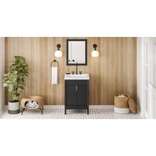 Jeffrey Alexander VKITTHE24BKLAR - 24'' Black Theodora Vanity, Lavante Cultured Marble Vessel Vanity Top, Integrated Rectan