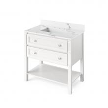 Jeffrey Alexander VKITADL36WHCQR - 36'' White Adler Vanity, Calacatta Vienna Quartz Vanity Top, undermount rectangle bowl