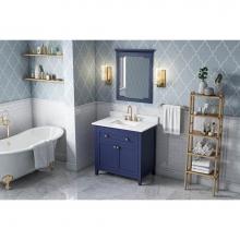 Jeffrey Alexander VKITCHA36BLWCR - 36'' Hale Blue Chatham Vanity, White Carrara Marble Vanity Top, undermount rectangle bow