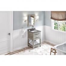 Jeffrey Alexander VKITWAV24WGBOR - 24'' Weathered Grey Wavecrest Vanity, Boulder Cultured Marble Vanity Top, Undermount Rec