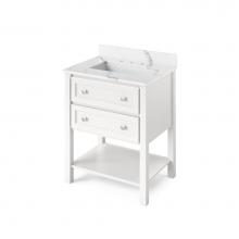 Jeffrey Alexander VKITADL30WHCQR - 30'' White Adler Vanity, Calacatta Vienna Quartz Vanity Top, undermount rectangle bowl