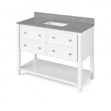 Jeffrey Alexander VKITADL48WHBOR - 48'' White Adler Vanity, Boulder Cultured Marble Vanity Top, undermount rectangle bowl