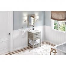 Jeffrey Alexander VKITWAV24WGLAR - 24'' Weathered Grey Wavecrest Vanity, Lavante Cultured Marble Vessel Vanity Top, Integra