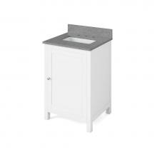 Jeffrey Alexander VKITAST24WHSGR - 24'' White Astoria Vanity, Steel Grey Cultured Marble Vanity Top, undermount rectangle b