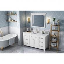 Jeffrey Alexander VKITCHA60SWHWCR - 60'' White Chatham Vanity, White Carrara Marble Vanity Top, undermount rectangle bowl