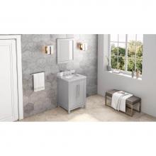 Jeffrey Alexander VKITCAD24GRWCR - 24'' Grey Cade Vanity, White Carrara Marble Vanity Top, undermount rectangle bowl