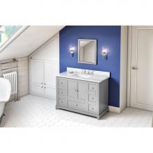 Jeffrey Alexander VKITADD48GRWCR - 48'' Grey Addington Vanity, White Carrara Marble Vanity Top, undermount rectangle bowl