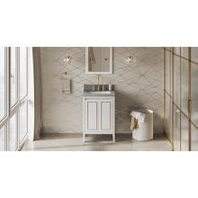 Jeffrey Alexander VKITPER24WHSGR - 24'' White Percival Vanity, Steel Grey Cultured Marble Vanity Top, Undermount Rectangle