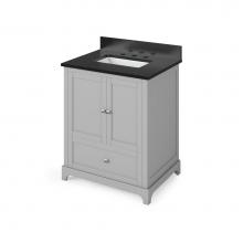 Jeffrey Alexander VKITADD30GRBGR - 30'' Grey Addington Vanity, Black Granite Vanity Top, undermount rectangle bowl