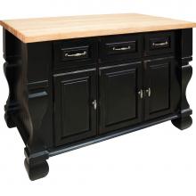 Jeffrey Alexander ISL01-DBK - 52-5/8'' Distressed Black Tuscan Furniture Style Kitchen Island