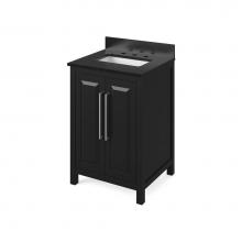 Jeffrey Alexander VKITCAD24BKBGR - 24'' Black Cade Vanity, Black Granite Vanity Top, undermount rectangle bowl