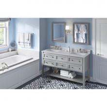 Jeffrey Alexander VKITADL60GRWCR - 60'' Grey Adler Vanity, double bowl, White Carrara Marble Vanity Top, two undermount rec