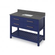 Jeffrey Alexander VKITWAV48BLBOR - 48'' Hale Blue Wavecrest Vanity, Boulder Cultured Marble Vanity Top, undermount rectangl