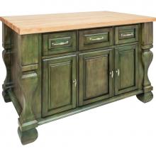 Jeffrey Alexander ISL01-AQU - 52-5/8'' Aqua Green Tuscan Furniture Style Kitchen Island