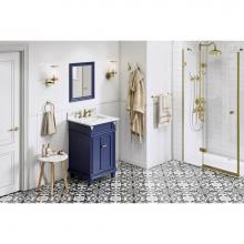 Jeffrey Alexander VKITDOU24BLWCR - 24'' Hale Blue Douglas Vanity, White Carrara Marble Vanity Top, undermount rectangle bow