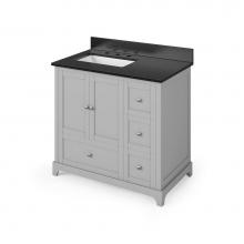 Jeffrey Alexander VKITADD36GRBGR - 36'' Grey Addington Vanity, left offset, Black Granite Vanity Top, undermount rectangle