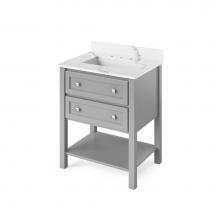 Jeffrey Alexander VKITADL30GRCQR - 30'' Grey Adler Vanity, Calacatta Vienna Quartz Vanity Top, undermount rectangle bowl