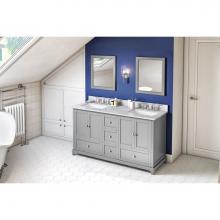 Jeffrey Alexander VKITADD60GRWCR - 60'' Grey Addington Vanity, double bowl, White Carrara Marble Vanity Top, two undermount