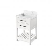 Jeffrey Alexander VKITWAV24WHCQR - 24'' White Wavecrest Vanity, Calacatta Vienna Quartz Vanity Top, undermount rectangle bo