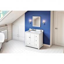 Jeffrey Alexander VKITADD36WHWCR - 36'' White Addington Vanity, left offset, White Carrara Marble Vanity Top, undermount re