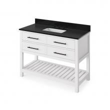 Jeffrey Alexander VKITWAV48WHBGR - 48'' White Wavecrest Vanity, Black Granite Vanity Top, undermount rectangle bowl