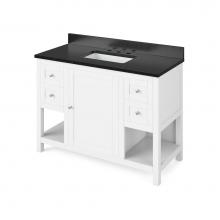 Jeffrey Alexander VKITAST48WHBGR - 48'' White Astoria Vanity, Black Granite Vanity Top, undermount rectangle bowl