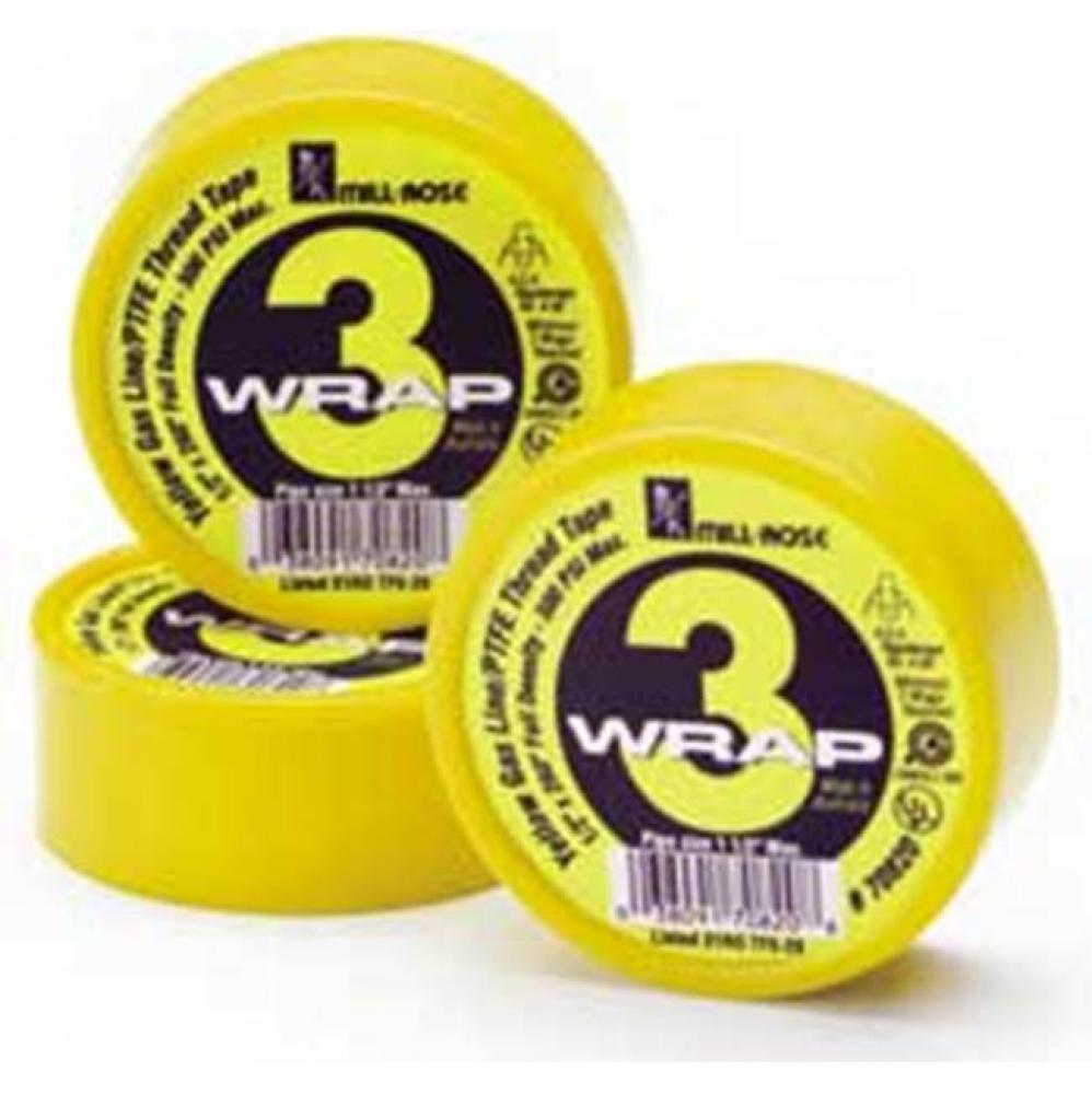 YELLOW PTFE THREAD SEAL TAPE, 1/2 X 260'', ROLLS