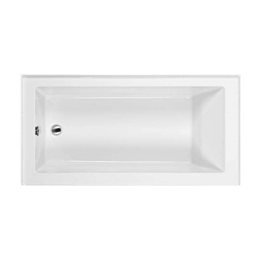 60X32 White Right Hand Drain Above Floor Rough In Integral Skirted Soaker W/ Integral Tile Flange-