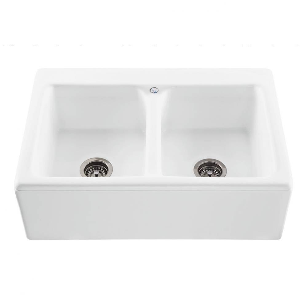 33X22 Bone Plain Front Double Bowl Basics Farmhouse Sink-Appalachian