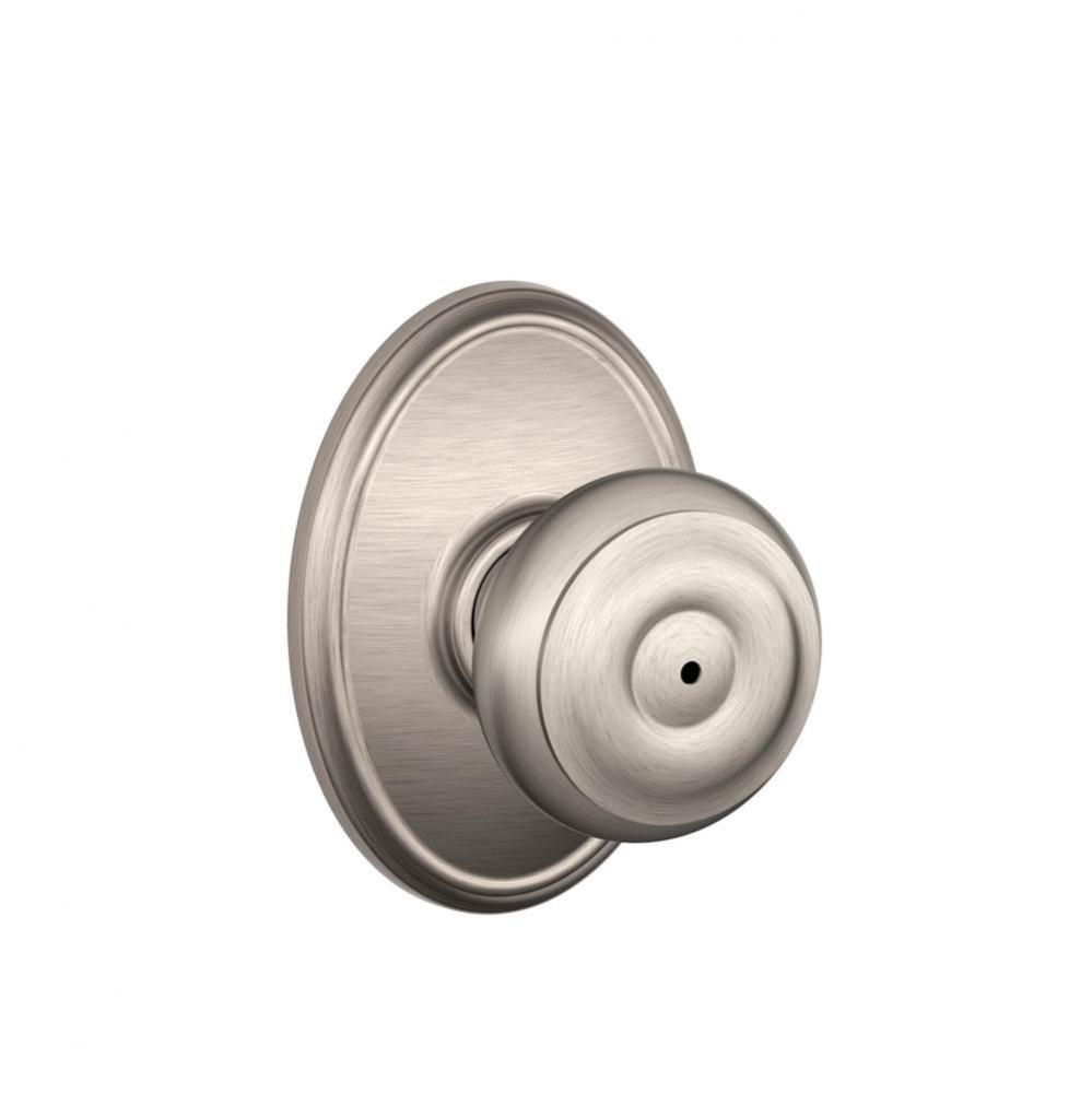 Georgian Knob with Wakefield Trim Bed and Bath Lock in Satin Nickel