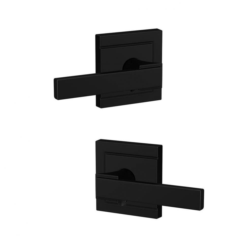 Custom Northbrook Lever with Upland Trim Hall-Closet and Bed-Bath Lock in Matte Black