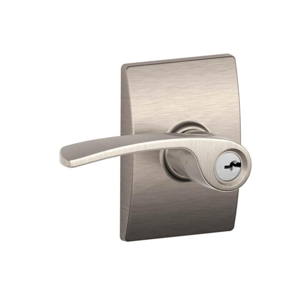 Merano Lever with Century Trim Keyed Entry Lock in Satin Nickel