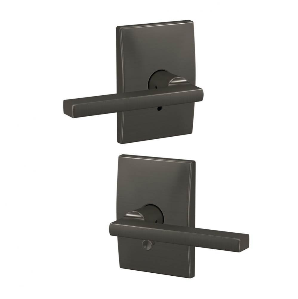 Custom Latitude Lever with Century Trim Hall-Closet and Bed-Bath Lock in Black Stainless