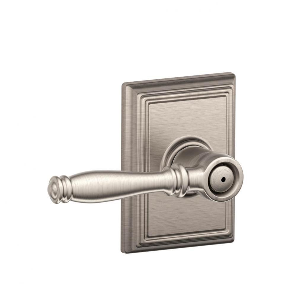 Birmingham Lever with Addison Trim Bed and Bath Lock in Satin Nickel