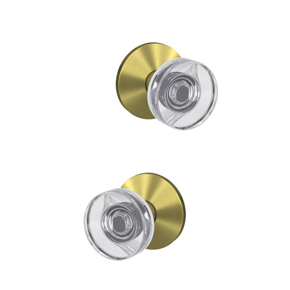 Custom Dawes Non-Turning Glass Knob with Kinsler Trim in Satin Brass