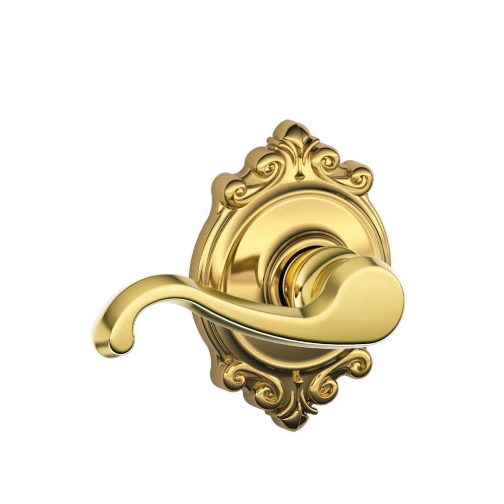 Callington Lever with Brookshire Trim Hall and Closet Lock in Bright Brass