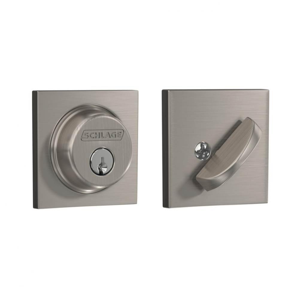 Single Cylinder Deadbolt with Collins Trim in Satin Nickel