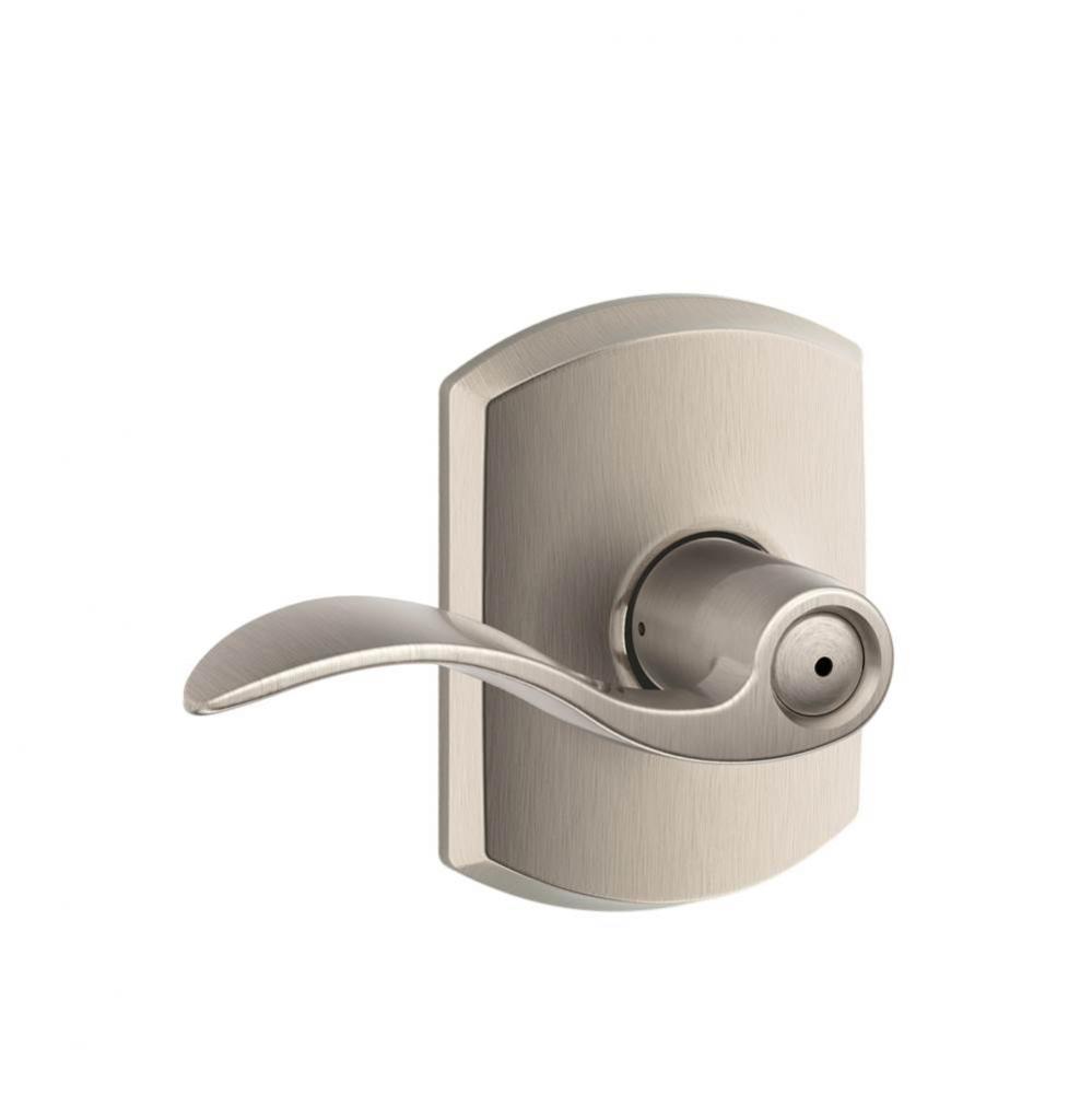 Accent Lever with Greenwich Trim Bed and Bath Lock in Satin Nickel