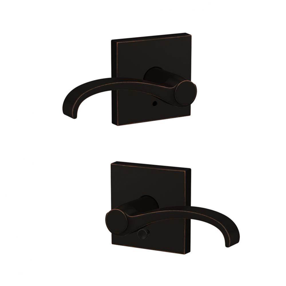 Custom Whitney Lever with Collins Hall-Closet and Bed-Bath Lock Trim in Aged Bronze
