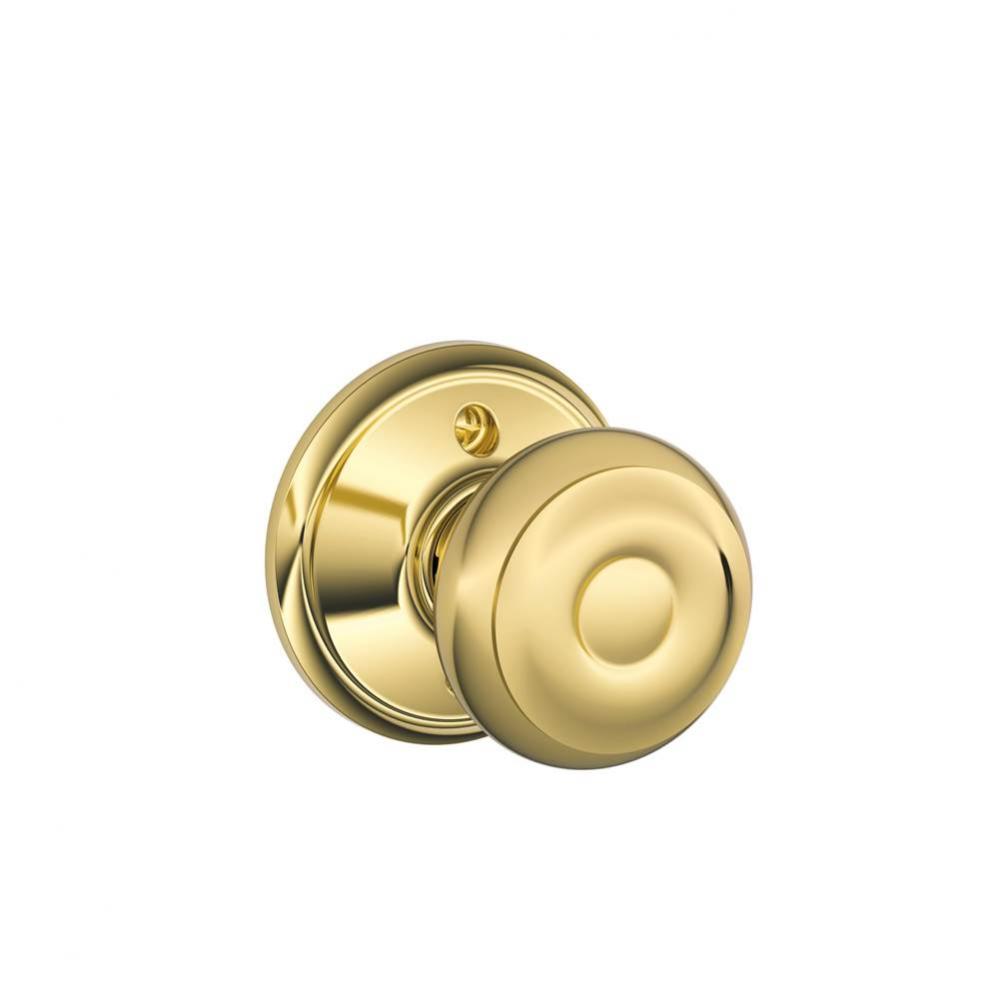 Georgian Knob Non-Turning Lock in Bright Brass