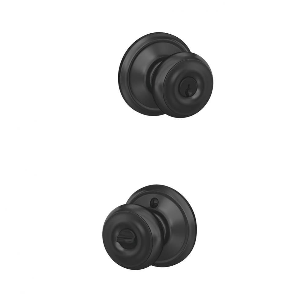 Georgian Knob Keyed Entry Lock in Matte Black