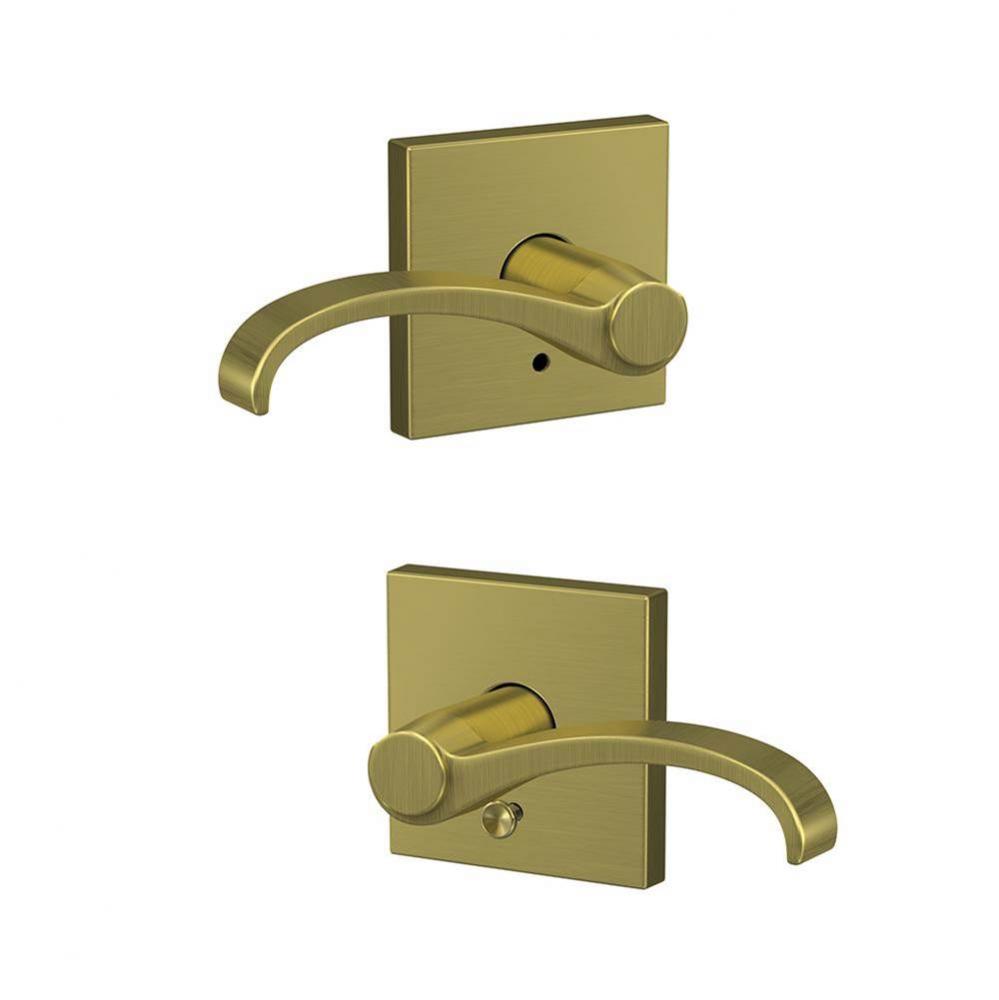 Custom Whitney Lever with Collins Hall-Closet and Bed-Bath Lock Trim in Satin Brass