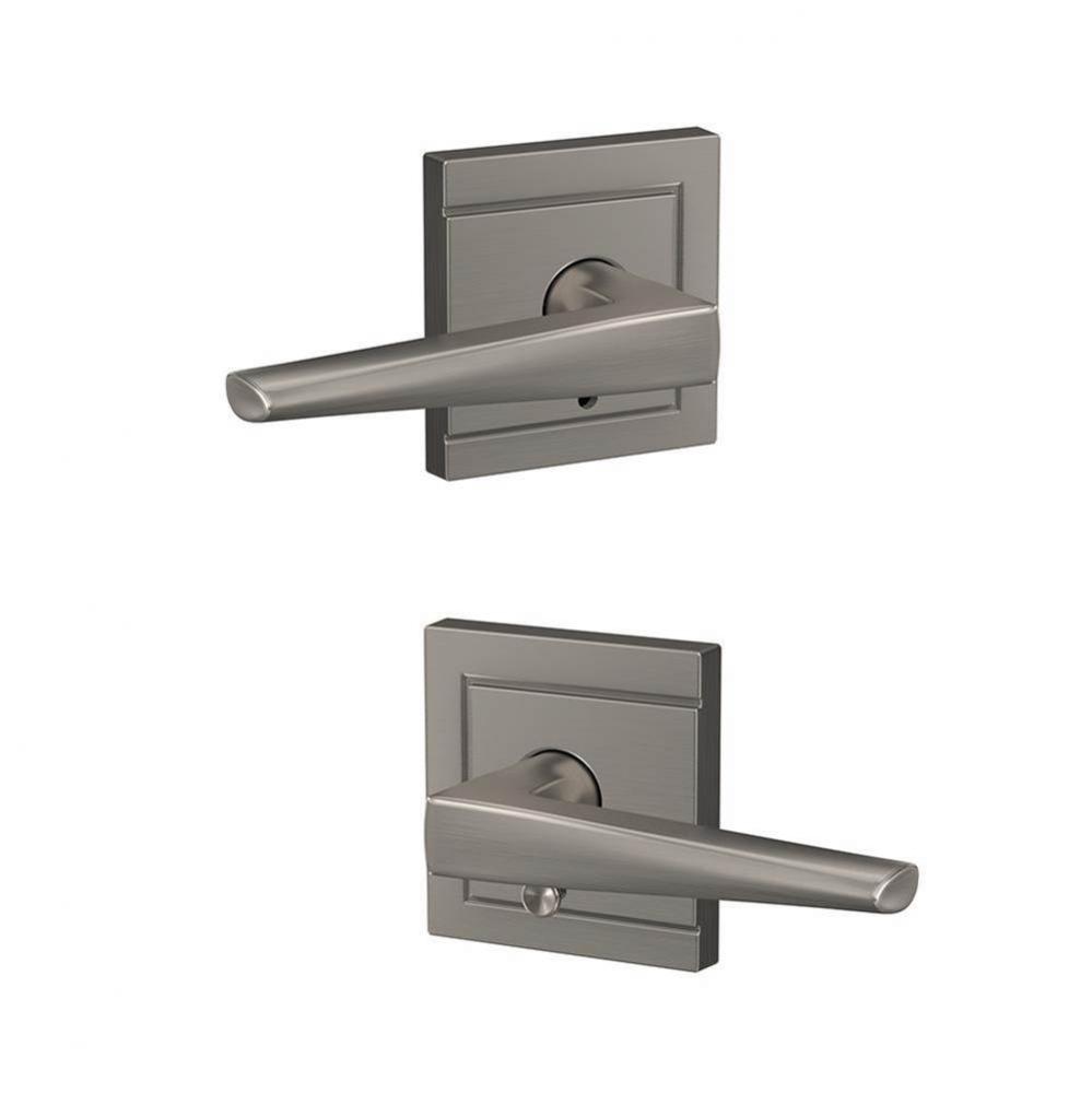 Custom Eller Lever with Upland Trim Hall-Closet and Bed-Bath Lock in Satin Nickel