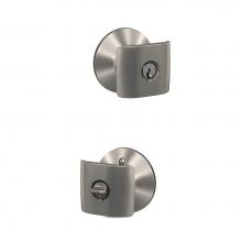 Schlage F51A GAN 619 PLY - Ganton Knob with Plymouth Trim Keyed Entry Lock in Satin Nickel